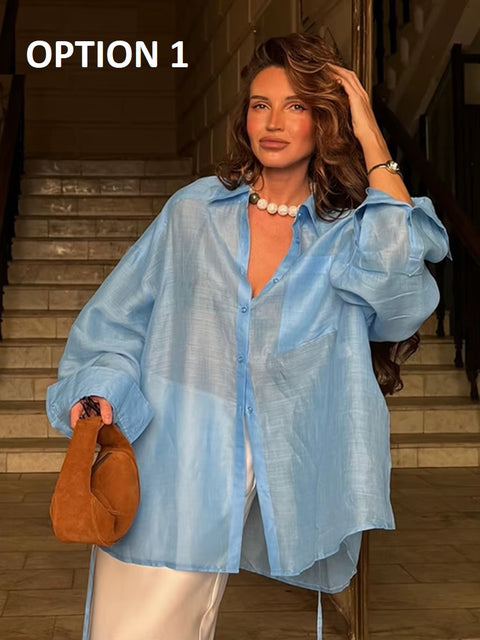 Sexy Lapel Long Sleeve Shirt CODE: KAR5360
