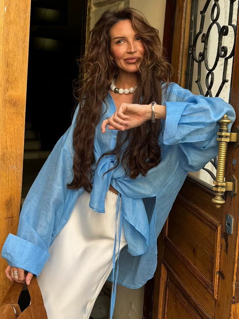 Sexy Lapel Long Sleeve Shirt CODE: KAR5360