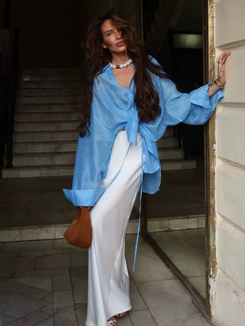 Sexy Lapel Long Sleeve Shirt CODE: KAR5360