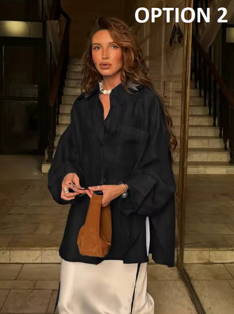 Sexy Lapel Long Sleeve Shirt CODE: KAR5360