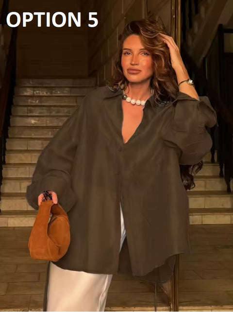Sexy Lapel Long Sleeve Shirt CODE: KAR5360