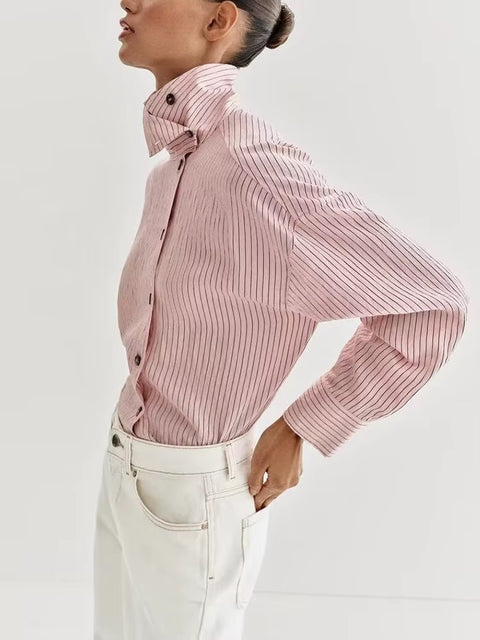 Double-Buttoned Loose Commuter Versatile Shirt CODE: KAR5361