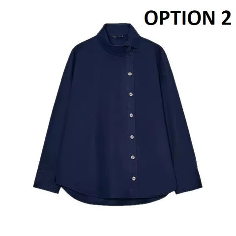 Double-Buttoned Loose Commuter Versatile Shirt CODE: KAR5361