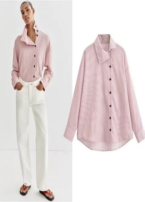 Double-Buttoned Loose Commuter Versatile Shirt CODE: KAR5361