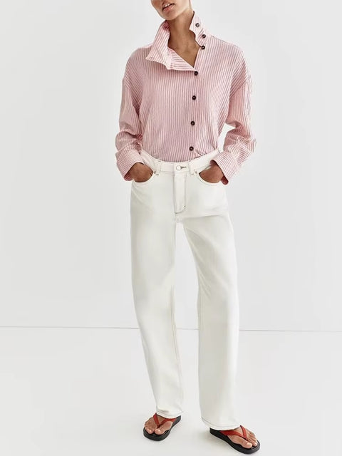 Double-Buttoned Loose Commuter Versatile Shirt CODE: KAR5361