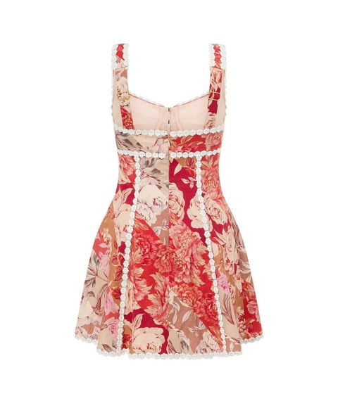 New Sexy Lace up Print Splice Strapless Dress CODE: KAR5366
