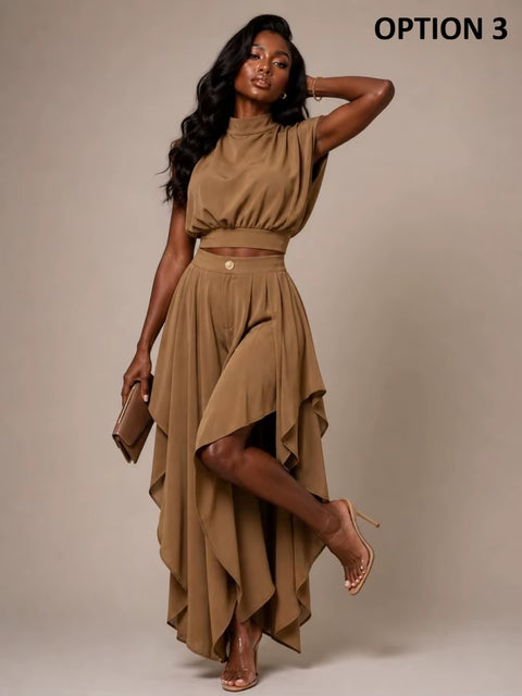 New Short Sleeve Top And Pant 2 Piece Set CODE: KAR5368