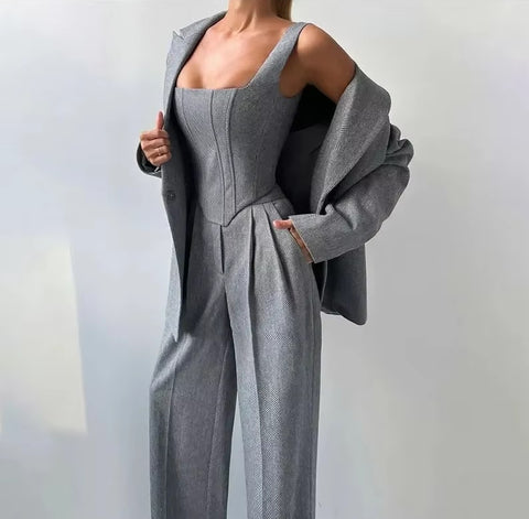 Temperament Fishbone Top Blazer Pants Sets CODE: KAR5369