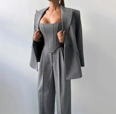 Temperament Fishbone Top Blazer Pants Sets CODE: KAR5369