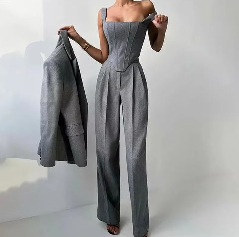 Temperament Fishbone Top Blazer Pants Sets CODE: KAR5369