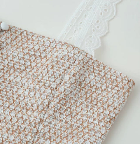 New Spaghetti Strap Splice Casual 2 Piece Set CODE: KAR5373