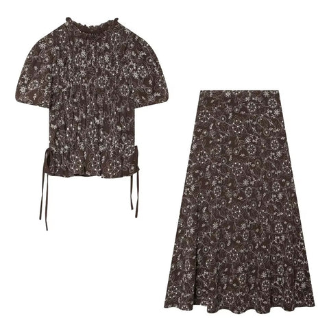 New Embroidered Top Midi Skirt Set CODE: KAR5375