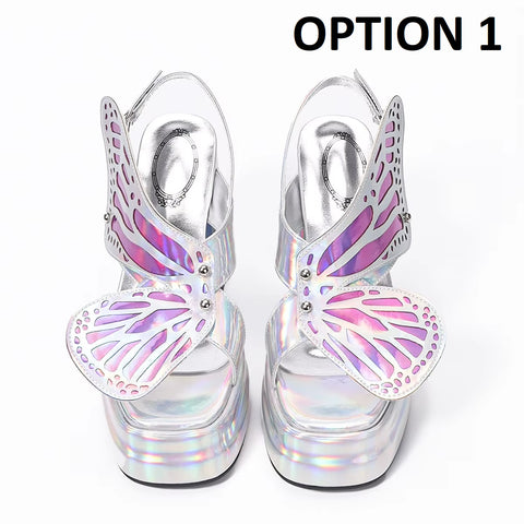 New Holographic Butterfly - Wing Platform Sandals CODE: KAR5377