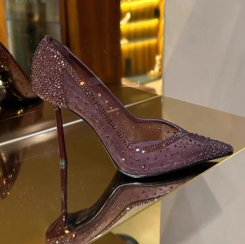 New Shallow Mouth Pointed Toe Rhinestone High Heels CODE: KAR5378