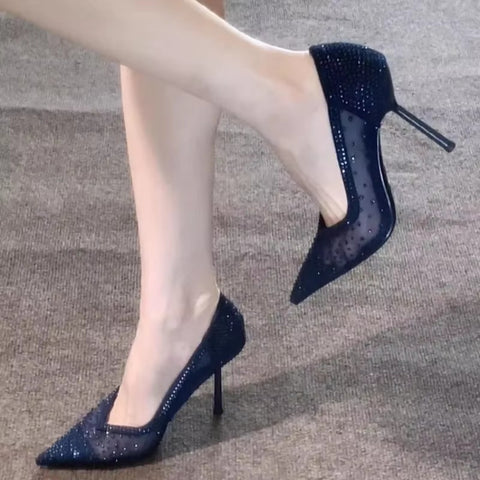 New Shallow Mouth Pointed Toe Rhinestone High Heels CODE: KAR5378