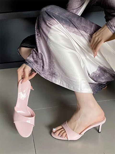 New Fashion Open Toe Thin Heel  Slippers CODE: KAR5379