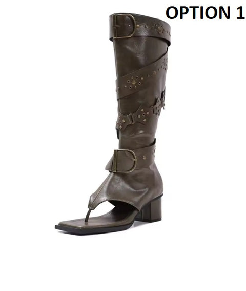 New Fashion Rivet Metal Buckle Clip-on Knee High Boots CODE: KAR5380