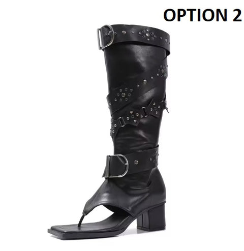 New Fashion Rivet Metal Buckle Clip-on Knee High Boots CODE: KAR5380