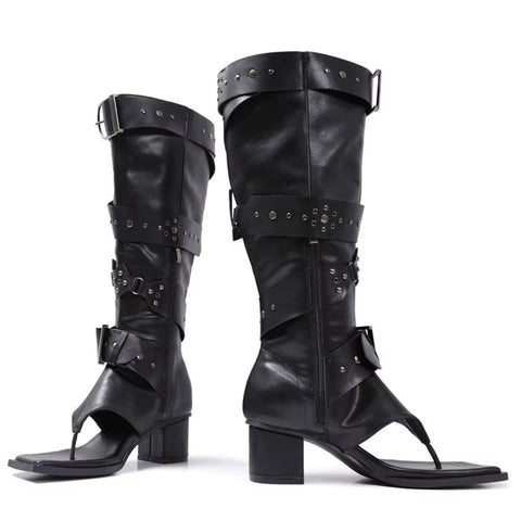 New Fashion Rivet Metal Buckle Clip-on Knee High Boots CODE: KAR5380