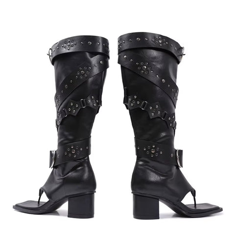 New Fashion Rivet Metal Buckle Clip-on Knee High Boots CODE: KAR5380