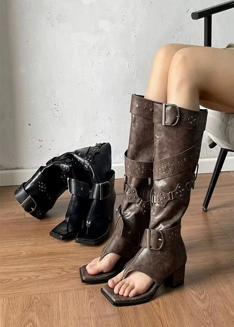New Fashion Rivet Metal Buckle Clip-on Knee High Boots CODE: KAR5380