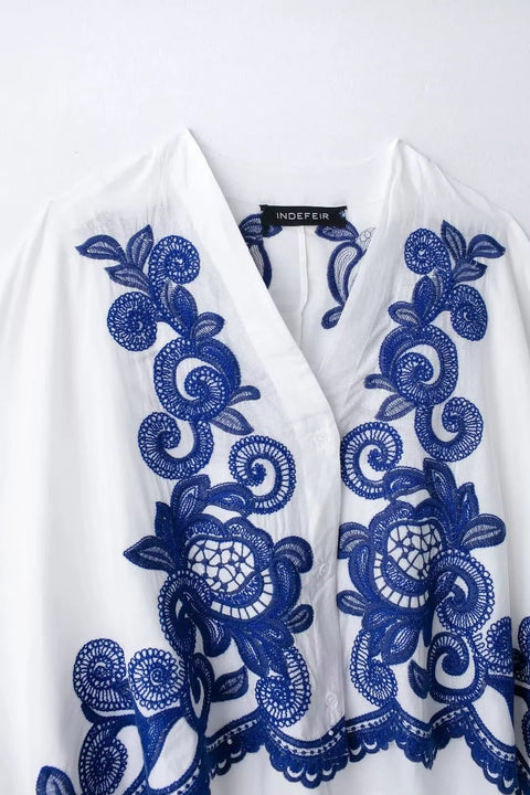 New Floral Embroidery Shirts Skirts Sets CODE: KAR5382