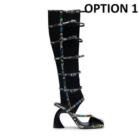 New Python Pattern Belt Buckle Strap Sandals Boots CODE: KAR5387