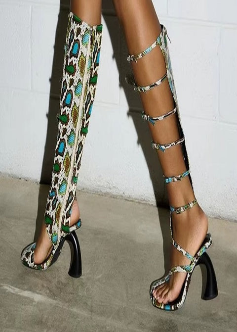 New Python Pattern Belt Buckle Strap Sandals Boots CODE: KAR5387
