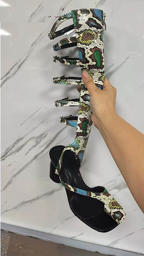 New Python Pattern Belt Buckle Strap Sandals Boots CODE: KAR5387