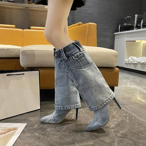 New Retro Denim Knee-high Long Boot CODE: KAR5389