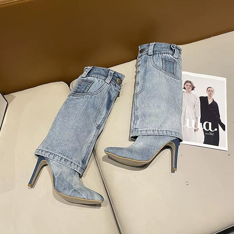 New Retro Denim Knee-high Long Boot CODE: KAR5389