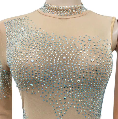New Rhinestones Mesh See Long Sleeve Jumpsuit CODE: KAR5393