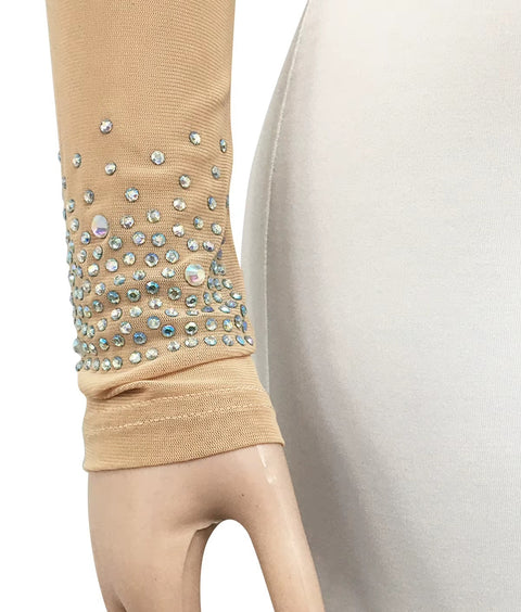 New Rhinestones Mesh See Long Sleeve Jumpsuit CODE: KAR5393