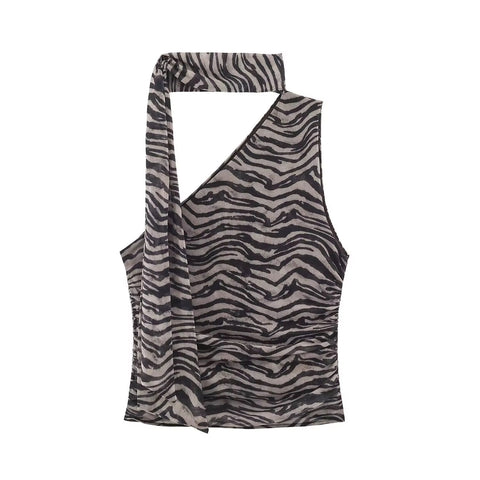 New Asymmetric Scarf Decorated Sleeveless Top And Skirt Set CODE: KAR5396