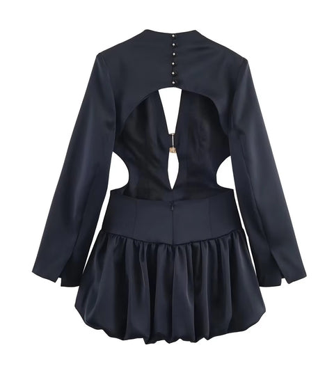 New Fashionable Balloon Long Sleeve Commute Short Dress CODE: KAR5399