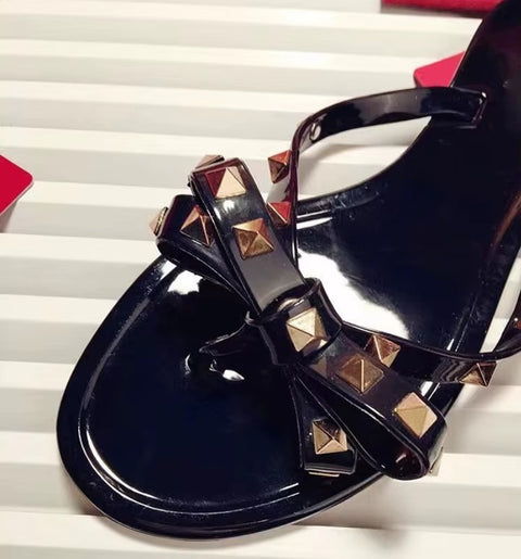 Fashion Flip Flops Luxury Designer Rivet Big Bow Flat Sandals CODE: KAR5407