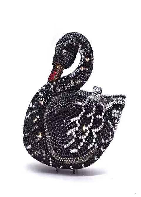 Swan Shaped Crystals Rhinestone Metal Clutch Party Handbags CODE: KAR5409