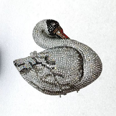 Swan Shaped Crystals Rhinestone Metal Clutch Party Handbags CODE: KAR5409