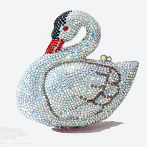 Swan Shaped Crystals Rhinestone Metal Clutch Party Handbags CODE: KAR5409