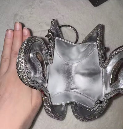Swan Shaped Crystals Rhinestone Metal Clutch Party Handbags CODE: KAR5409