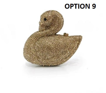 Swan Shaped Crystals Rhinestone Metal Clutch Party Handbags CODE: KAR5409