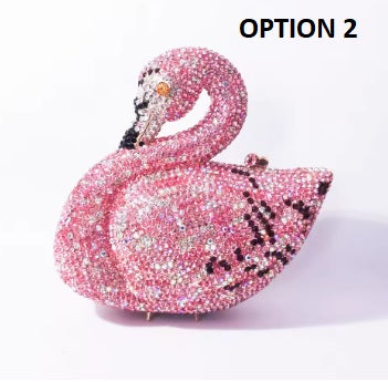 Swan Shaped Crystals Rhinestone Metal Clutch Party Handbags CODE: KAR5409