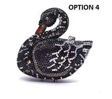 Swan Shaped Crystals Rhinestone Metal Clutch Party Handbags CODE: KAR5409