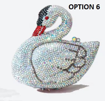 Swan Shaped Crystals Rhinestone Metal Clutch Party Handbags CODE: KAR5409
