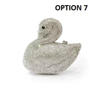 Swan Shaped Crystals Rhinestone Metal Clutch Party Handbags CODE: KAR5409