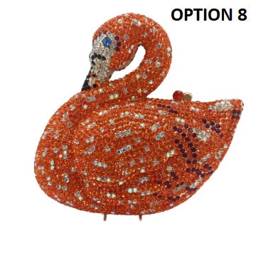 Swan Shaped Crystals Rhinestone Metal Clutch Party Handbags CODE: KAR5409