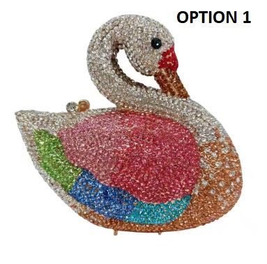 Swan Shaped Crystals Rhinestone Metal Clutch Party Handbags CODE: KAR5409