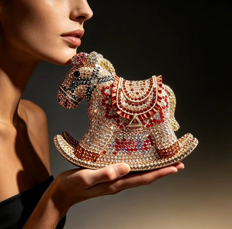 New rocking horse diamond-encrusted clutch bag CODE: KAR5410