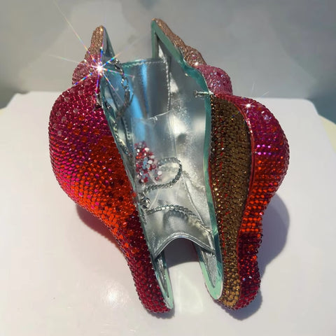 New Conch Shape Crystal Bling Rhinestone Metal Purses Unique Handbag CODE: KAR5412
