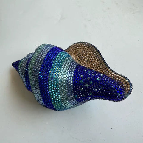 New Conch Shape Crystal Bling Rhinestone Metal Purses Unique Handbag CODE: KAR5412